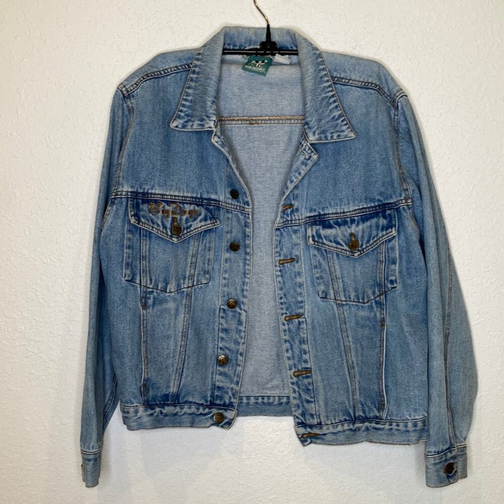 Big Dogs Santa Barbara Vintage Men’s Button Down Denim Jacket EUC Sz Sm Cotton